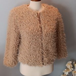 B B Dakota teddy light camel bomber jacket NWT